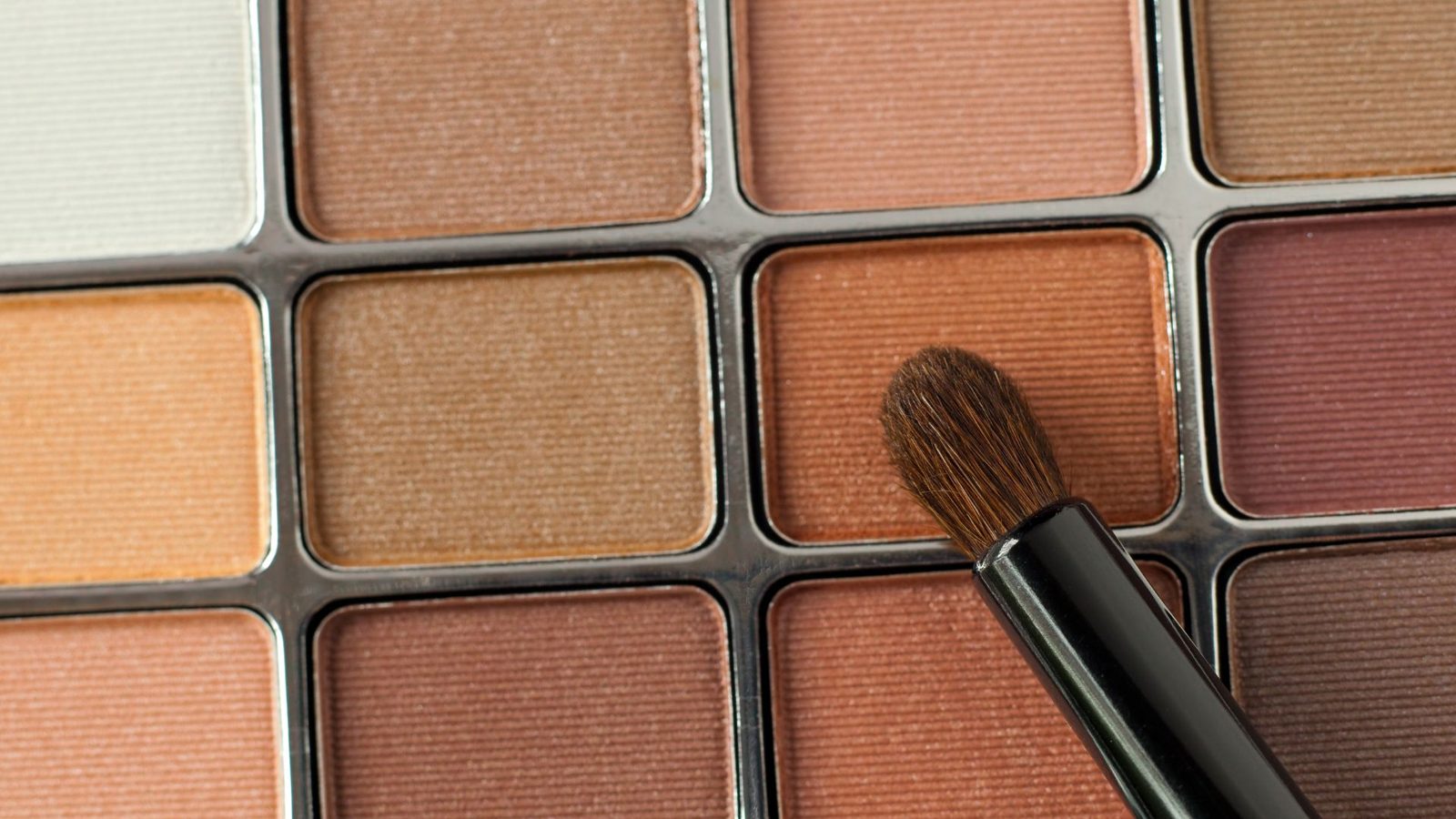 Palette di ombretti neutri e pennello