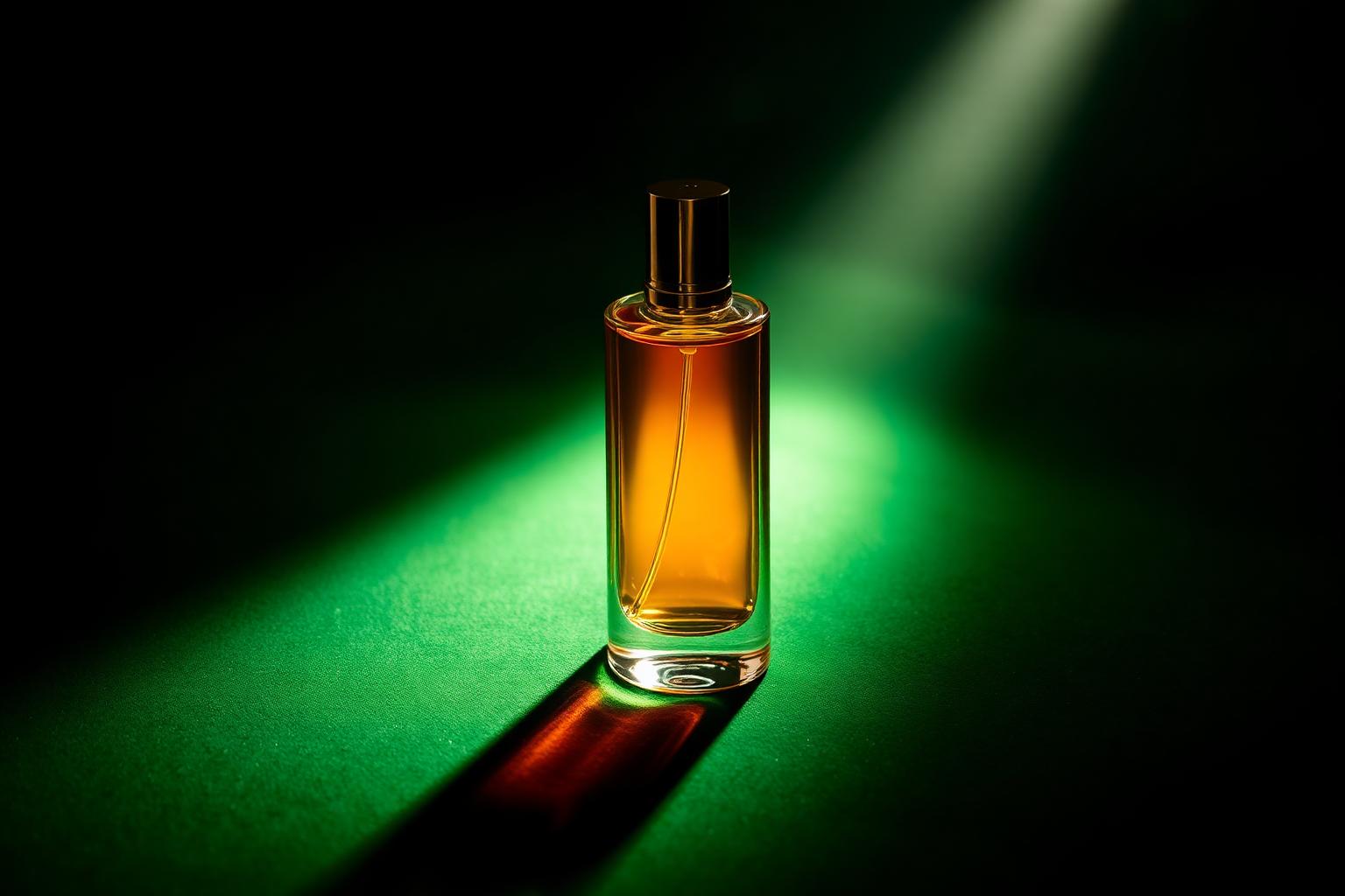 Primo piano di una boccetta di profumo