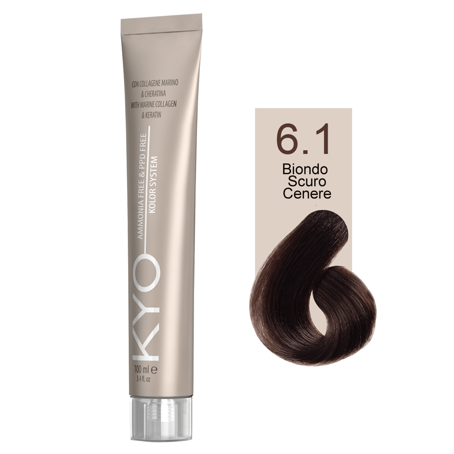 Kyo Ammonia Free e PPD Free Tinta Capelli - 6.1 Biondo Scuro Cenere