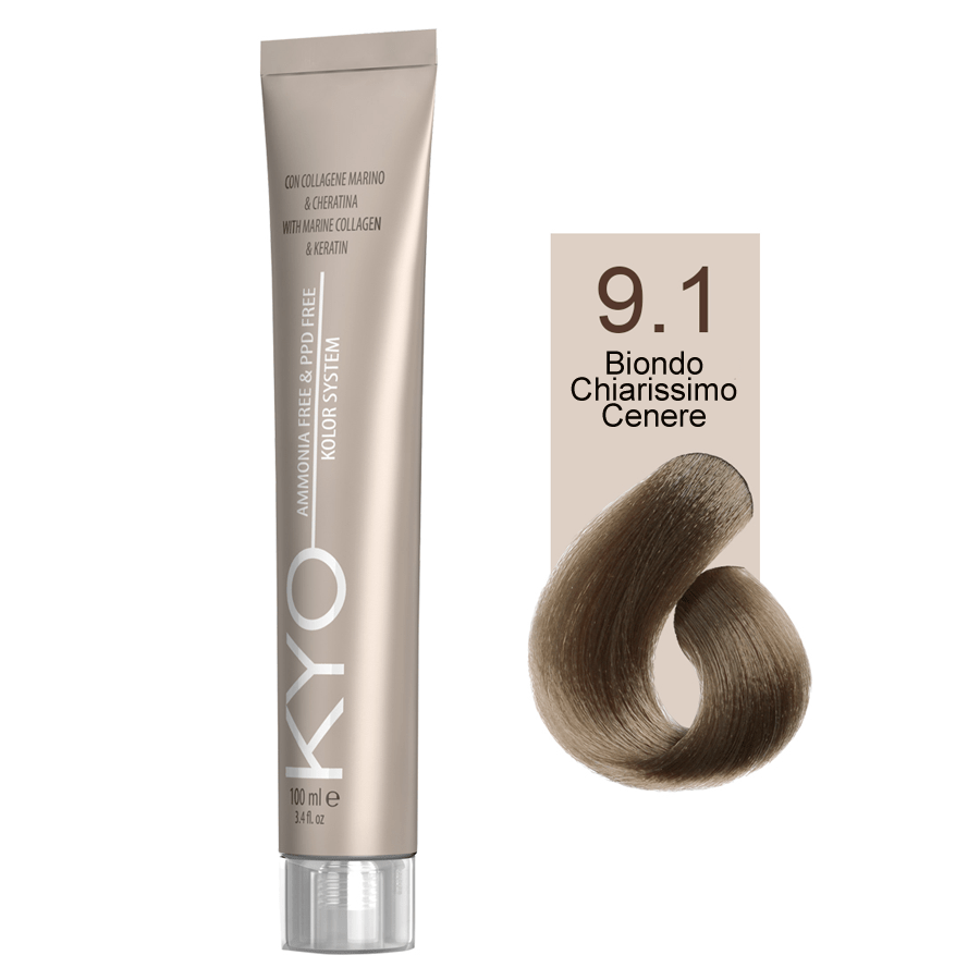 Kyo Ammonia Free e PPD Free Tinta Capelli - 9.1 Biondo Chiarissmo Cenere