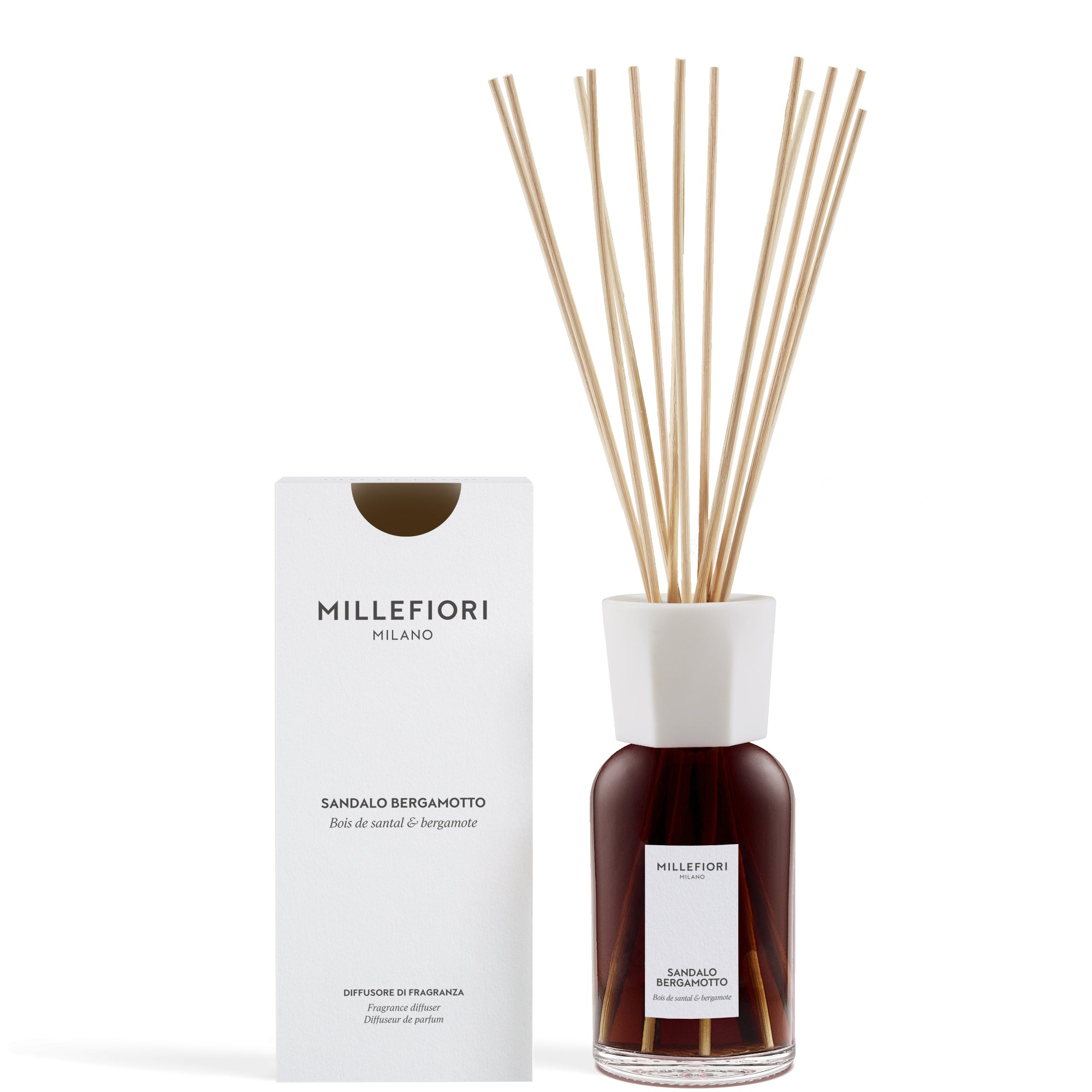 Millefiori Milano Diffusore a Bastoncini Sandalo Bergamotto - 500 ML