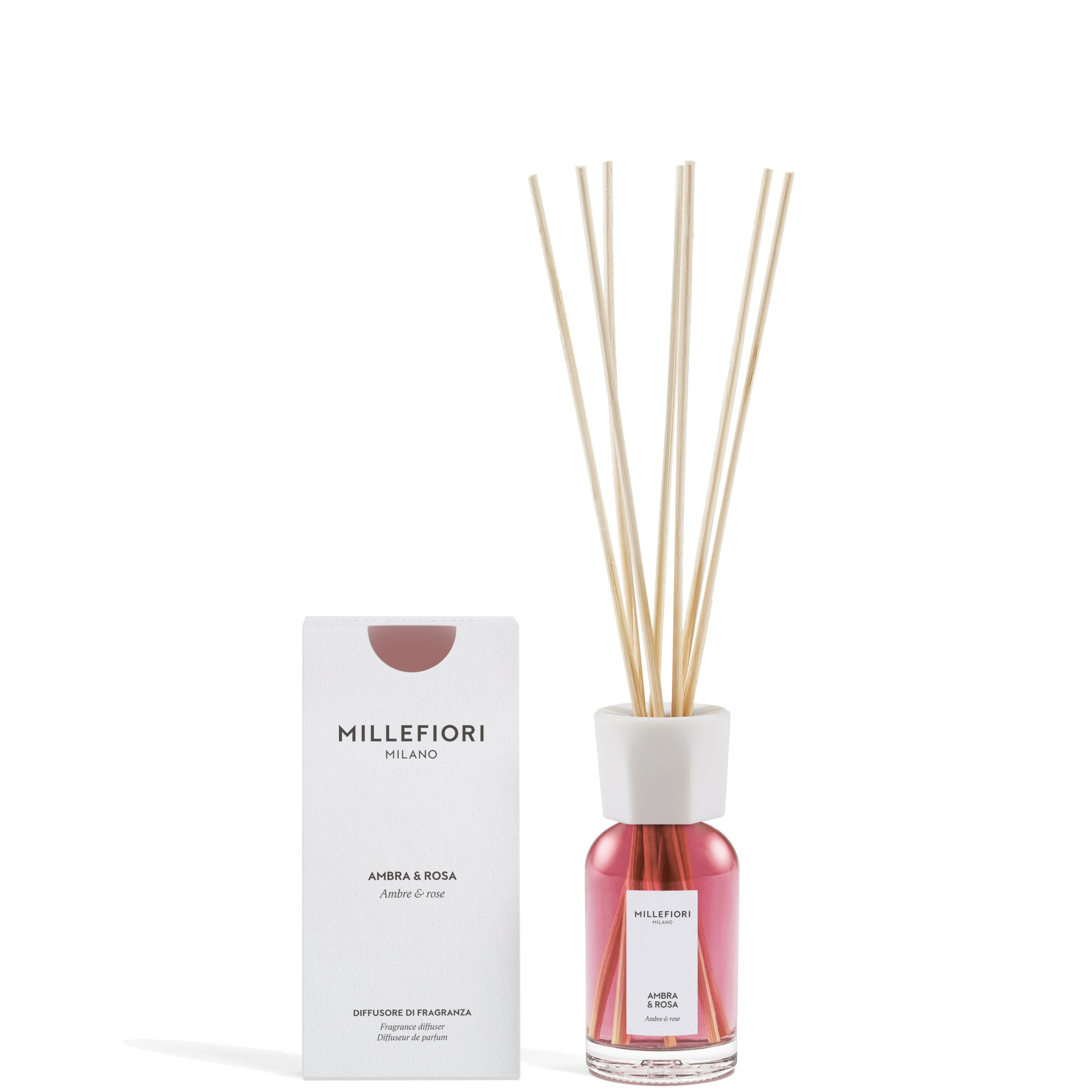 Millefiori Milano Diffusore a Bastoncini Ambra & Rosa - 100 ML