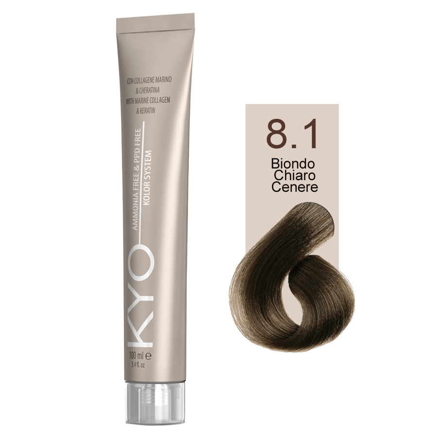 Kyo Ammonia Free e PPD Free Tinta Capelli - 8.1 Biondo Chiaro Cenere