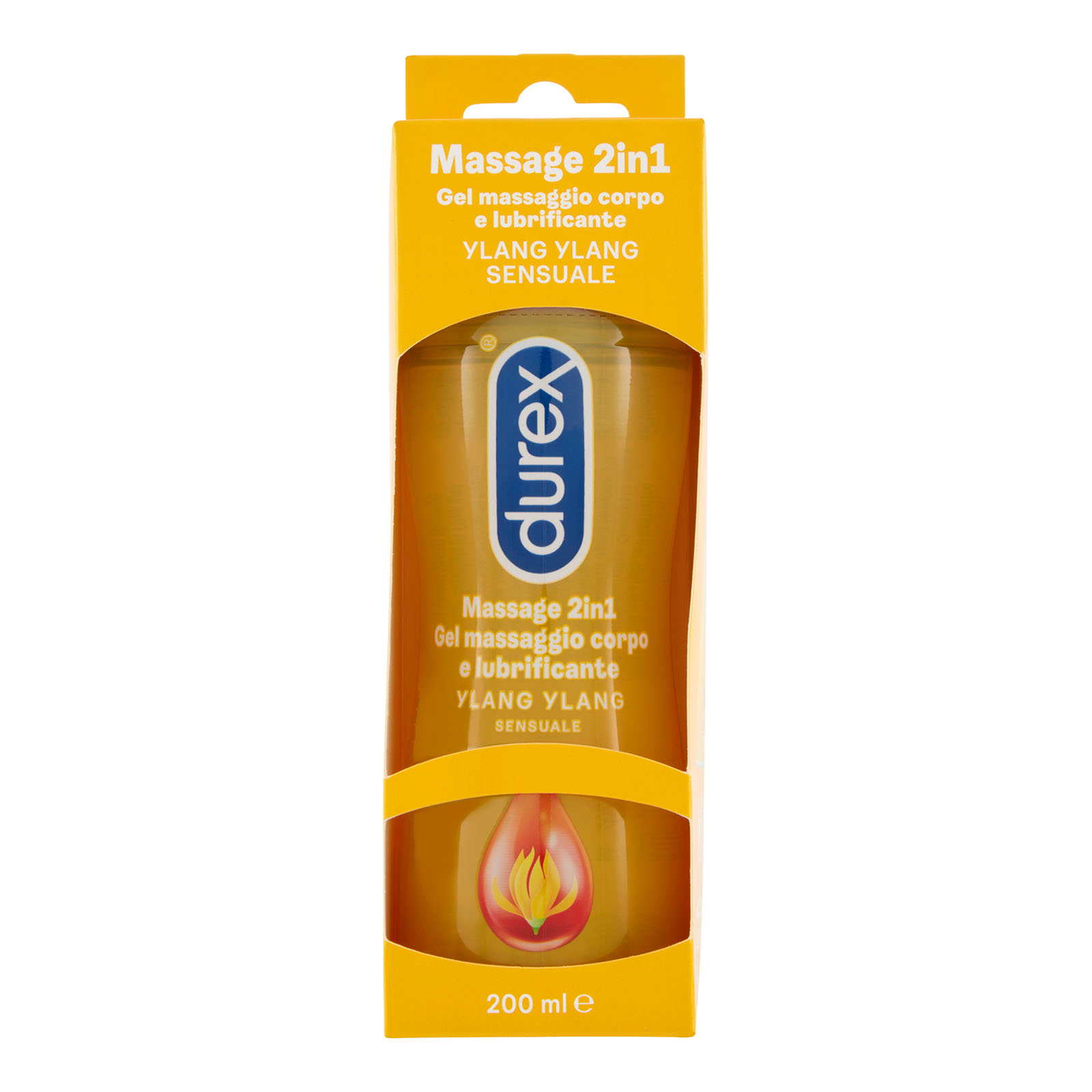 Massage 2 In 1, Gel Lubrificante Intimo A Base Acqua E Gel Per Massaggi, Con Ylang Ylang 200 ml