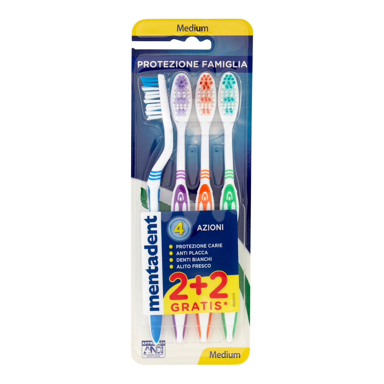 Spazzolino Protezione Famiglia Medium 2 + 2 Pz