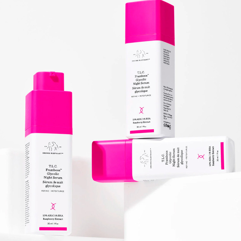 Drunk Elephant Trattamenti Viso TLC Framboos Glycolic Night Serum Siero notturno