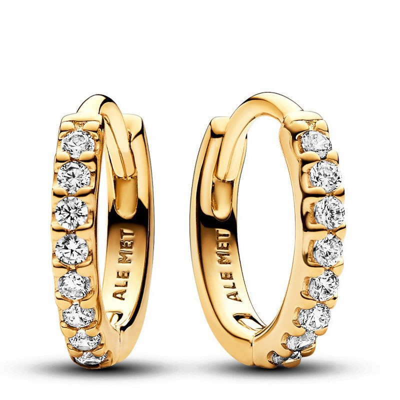 Pandora Orecchini Orecchini a cerchio Hug lucidi con rivestimento in oro 14k 263015C01