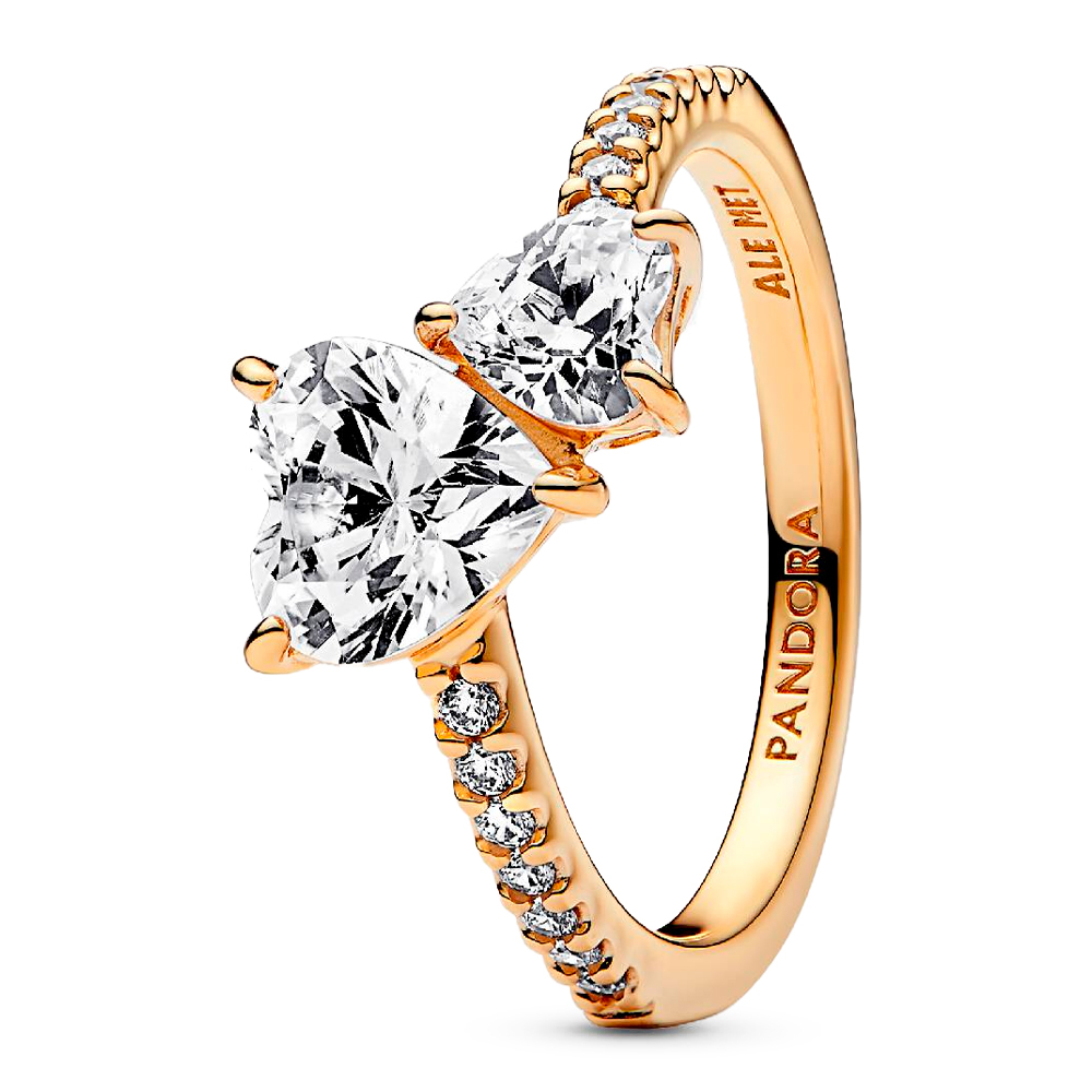 Pandora Anelli Anello con cuore doppio brillante rivestito in oro 14k 161198C01