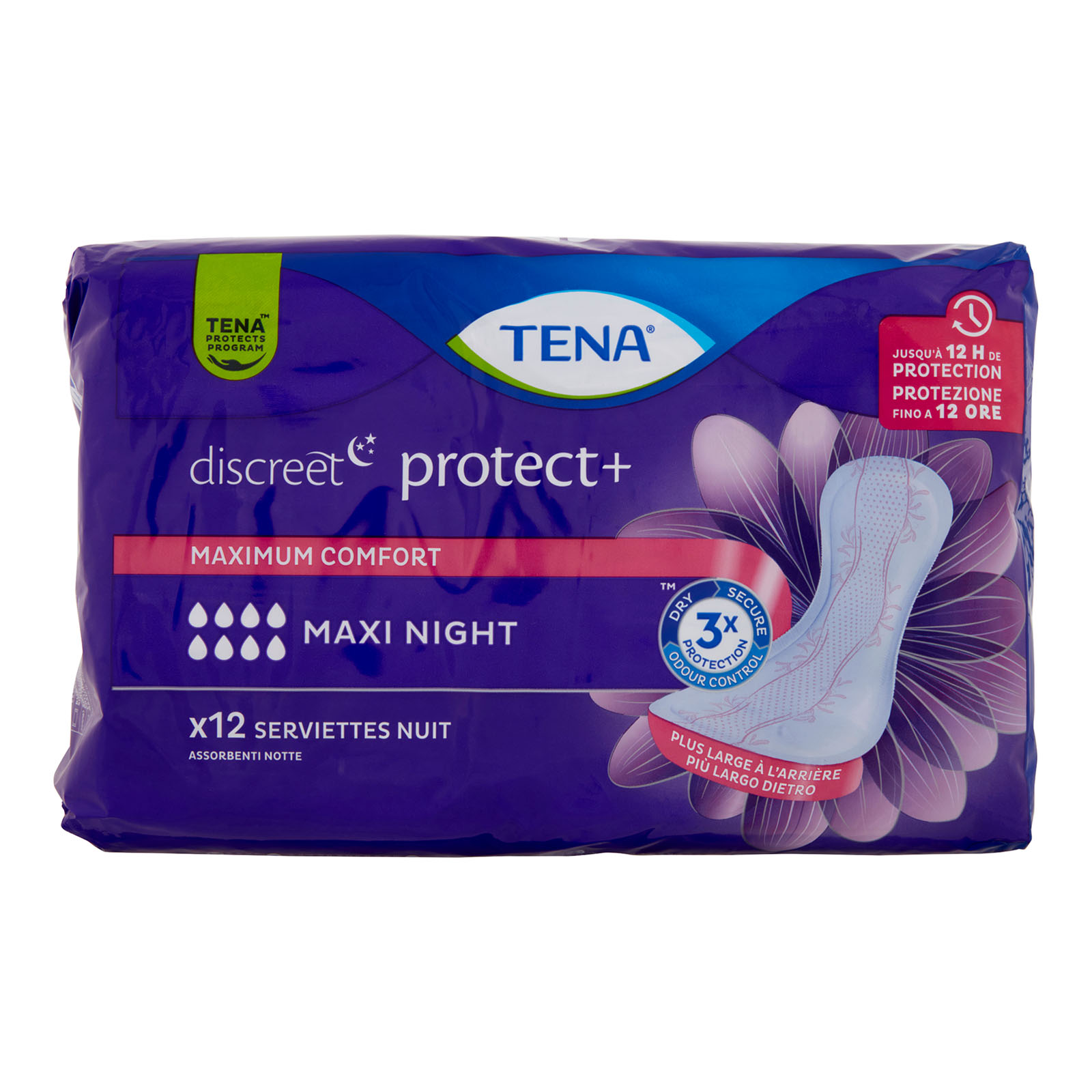Discreet Protect+ Maxi Night Assorbenti 12 Pz