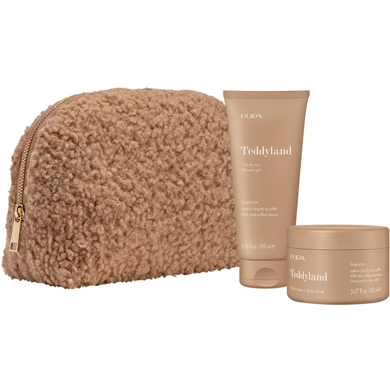 Pupa Teddyland - Latte e chicchi di caffè Gel doccia + Scrub corpo