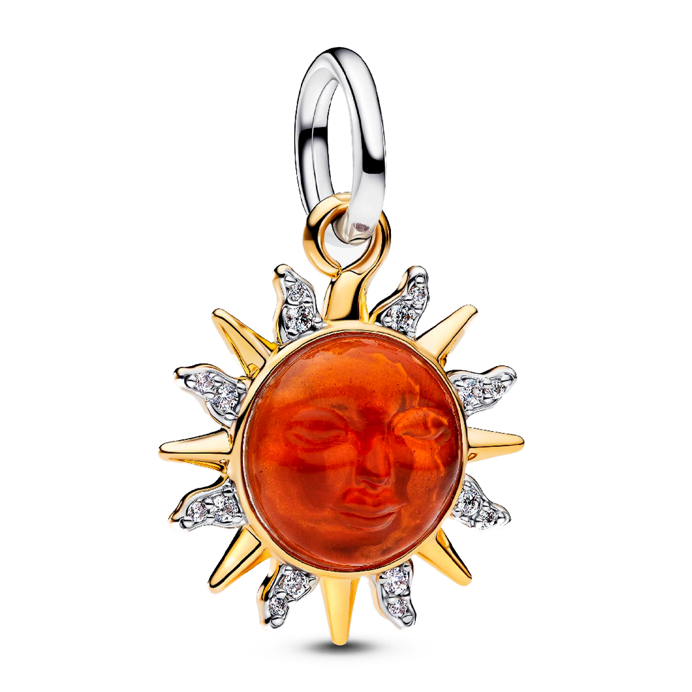 Pandora Charms Ciondolo a forma di sole con motivo a spirale bicolore 764703C01