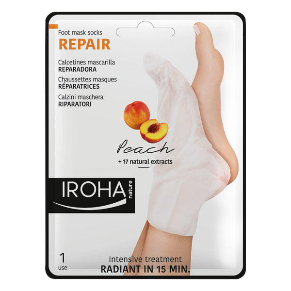 Iroha Nature - 2 calzini riparatori maschera per piedi e unghia alla pesca
