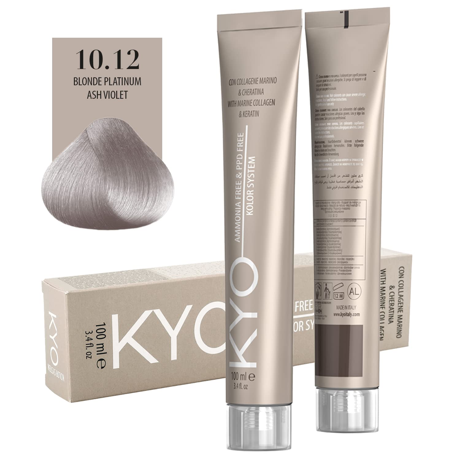 Kyo Ammonia FREE e PPD Free Tinta Capelli - 10.12 Biondo platino Cenere viola