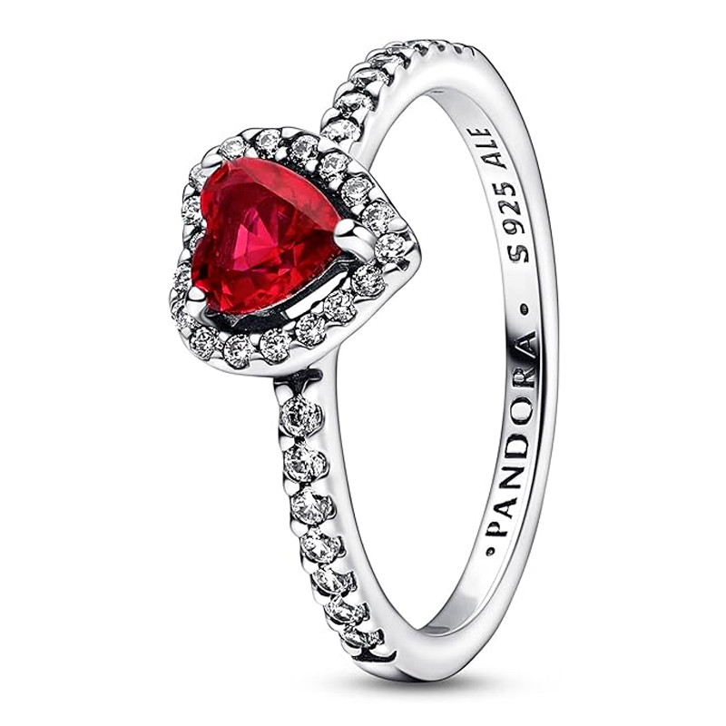 Pandora Anelli Anello a cuore livellato rosso brillante 198421C02