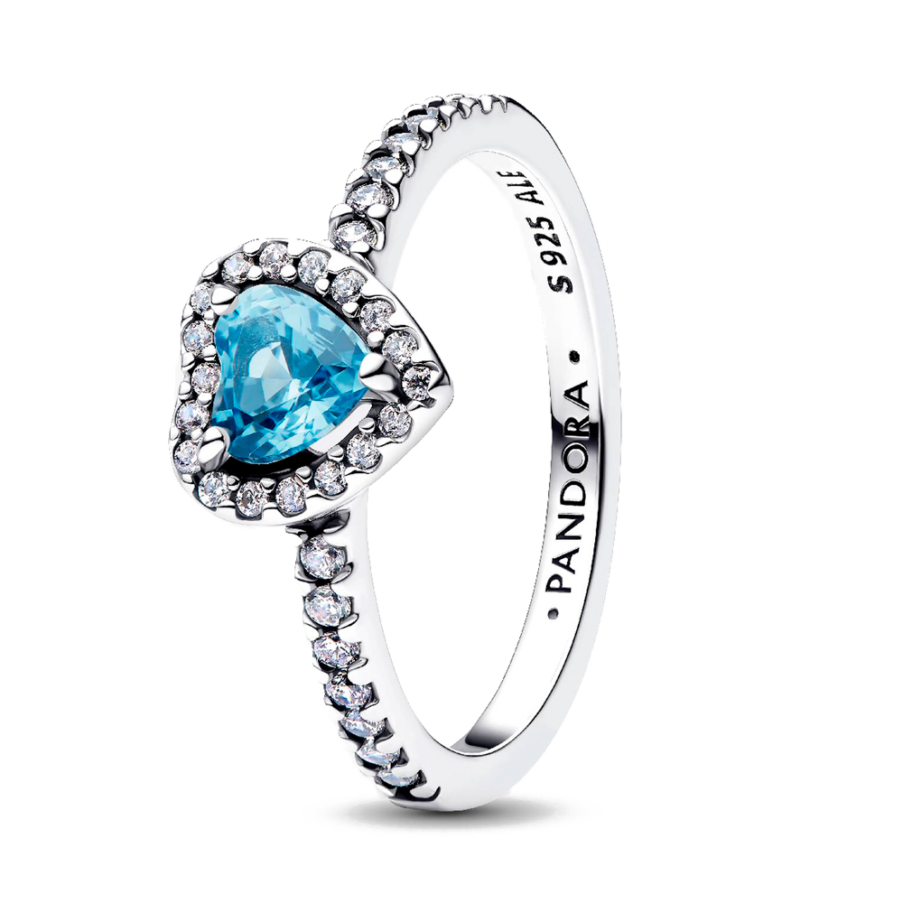 Pandora Anelli Anello con cuore rialzato blu 198421C10