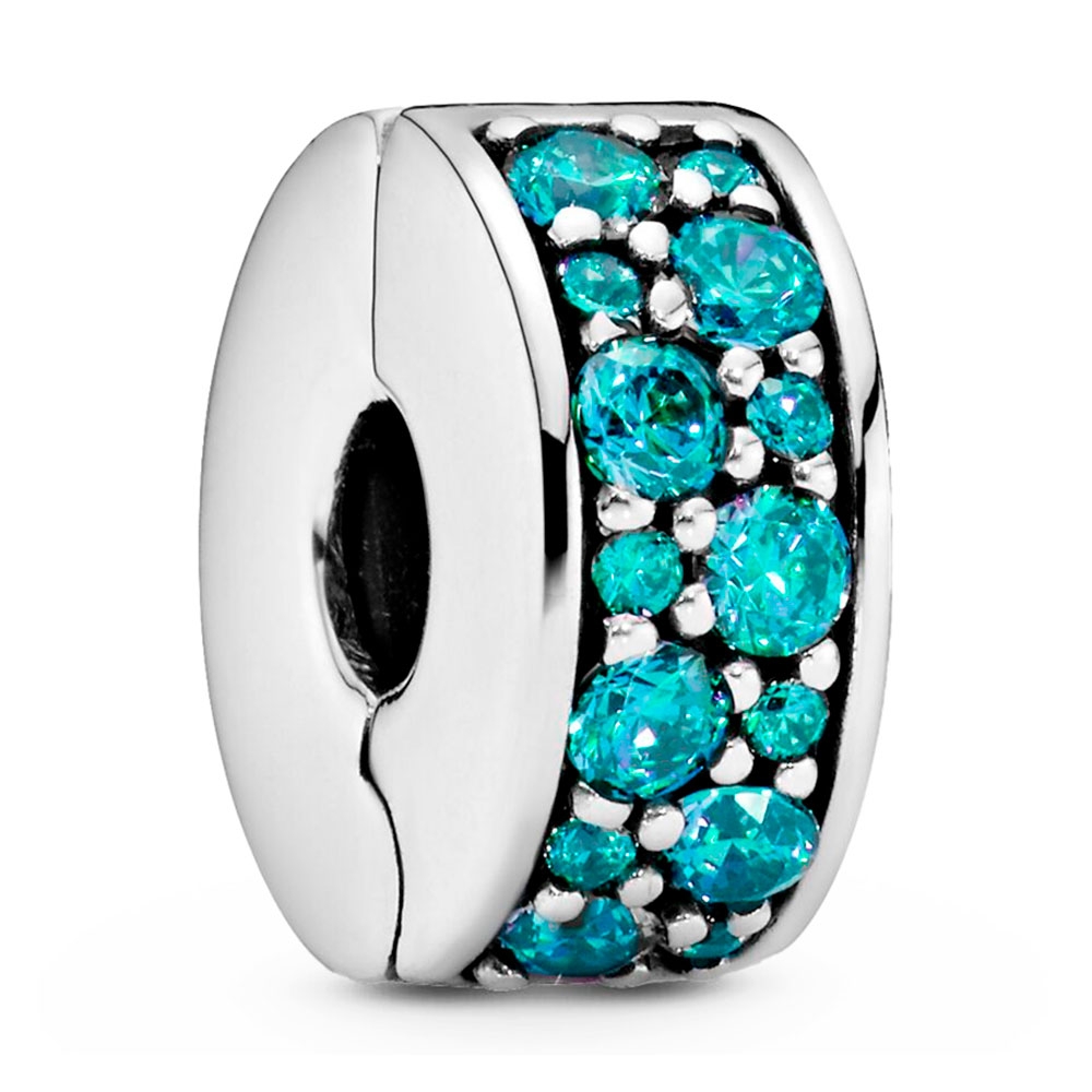 Pandora Charms Ciondolo con clip in pavé verde acqua 791817MCZ