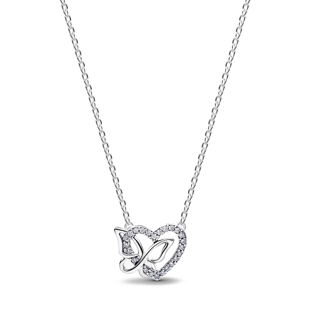 Pandora Collane Collana con ciondolo a forma di cuore e farfalla intrecciati 394477C01