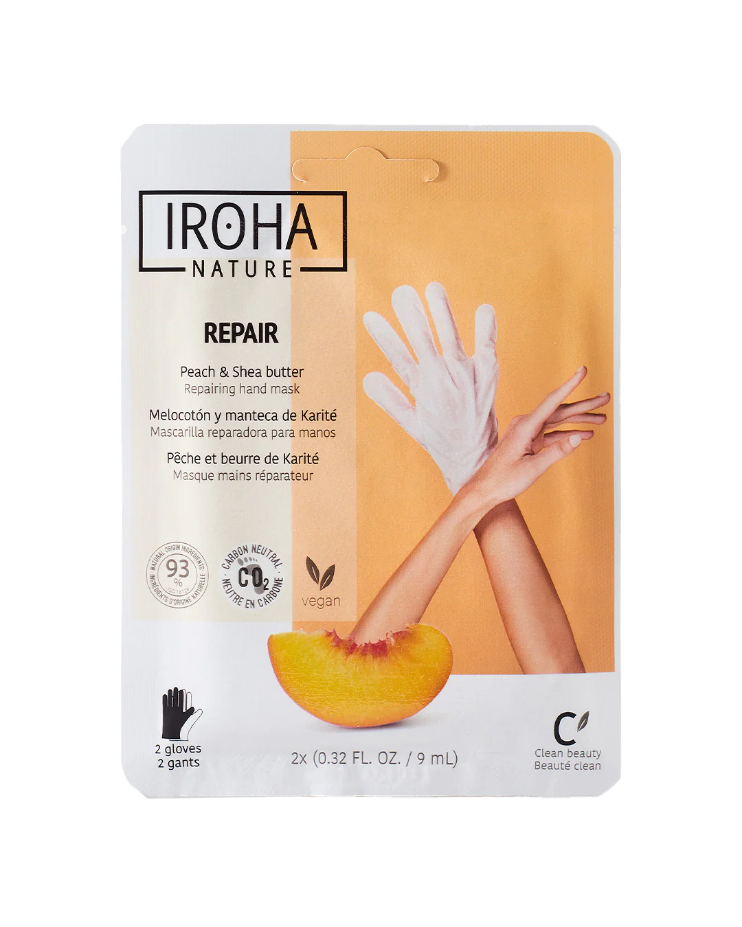 Iroha Nature - 2 guanti maschera riparatori per mani alla pesca e burro di karité
