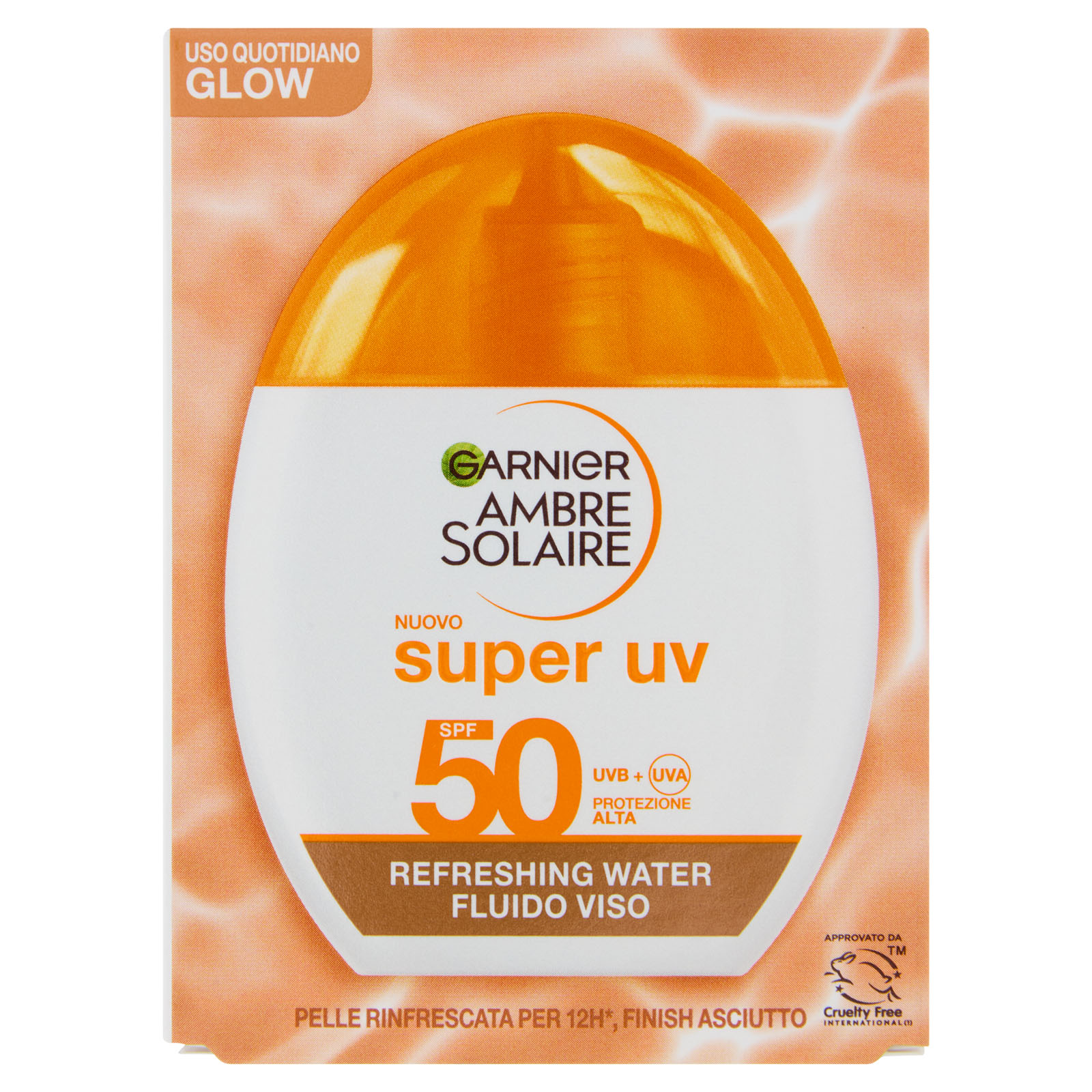 Ambre Solaire Super Uv Spf 50 Refreshing Water Fluido Viso Glow 40 ml