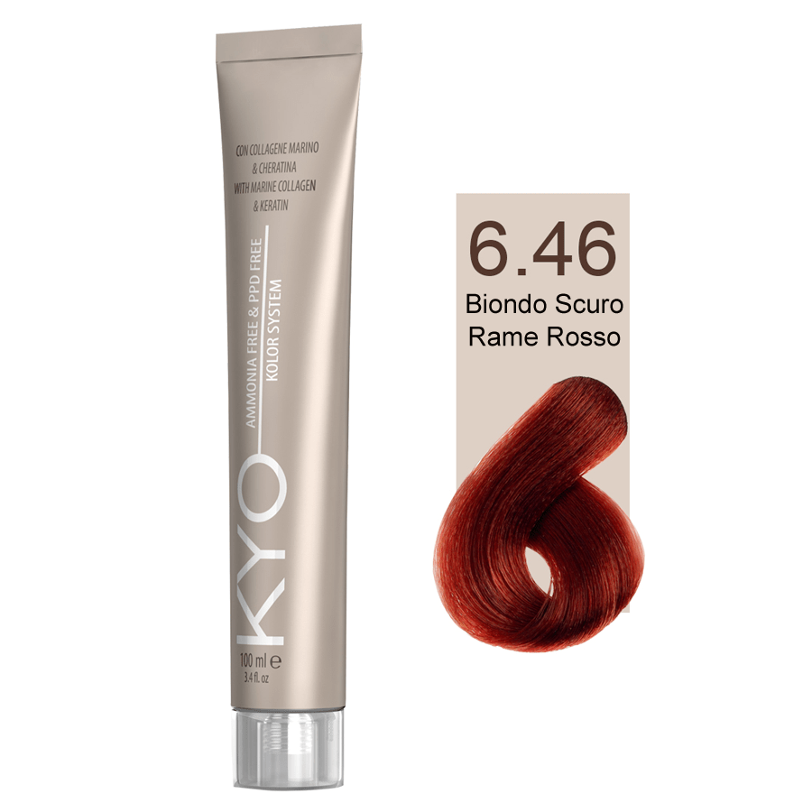 Kyo Ammonia Free e PPD Free Tinta Capelli - 6.46 Biondo Scuro Rame Rosso
