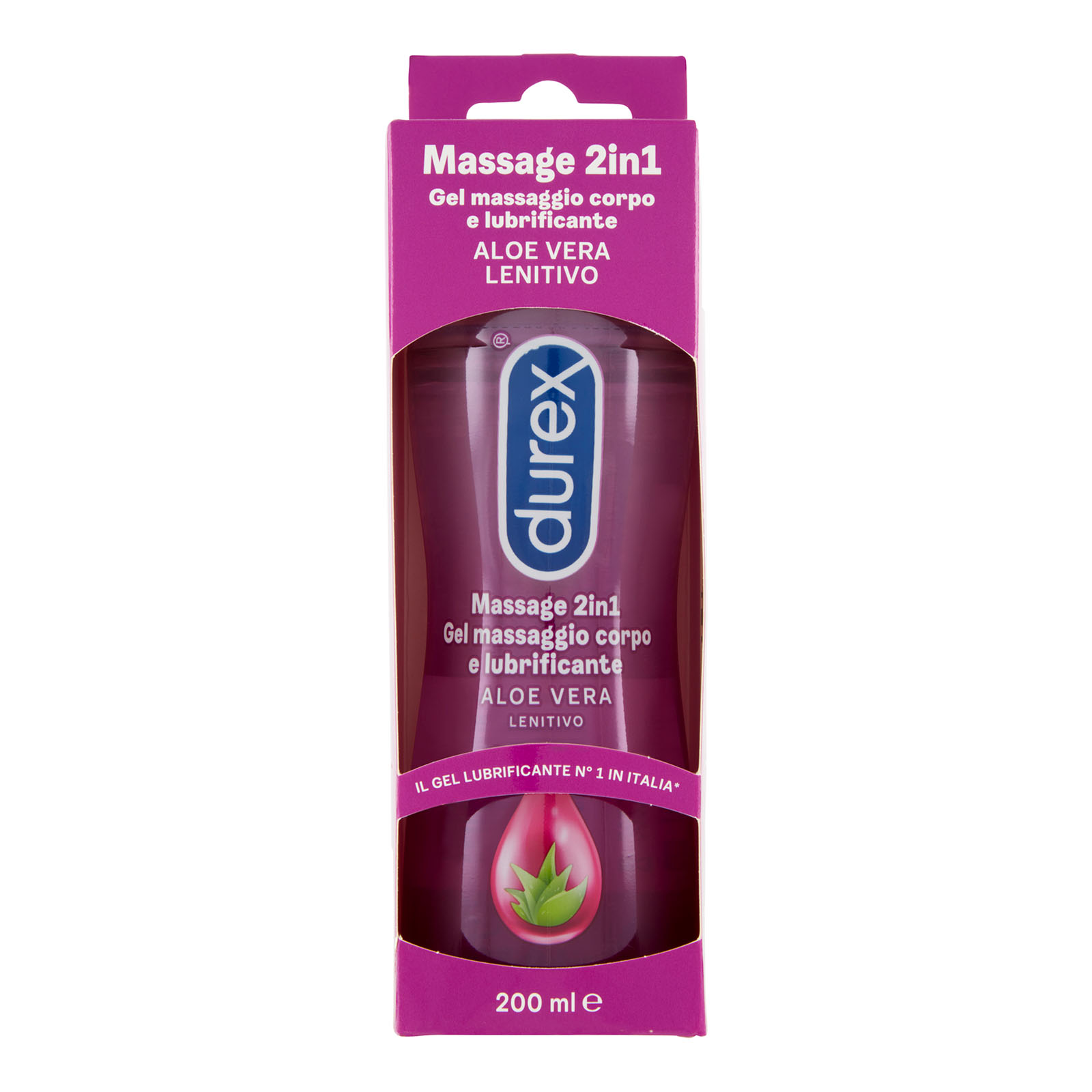Massage 2 In 1, Gel Lubrificante Intimo A Base Acqua E Gel Per Massaggi, Con Aloe Vera 200 ml