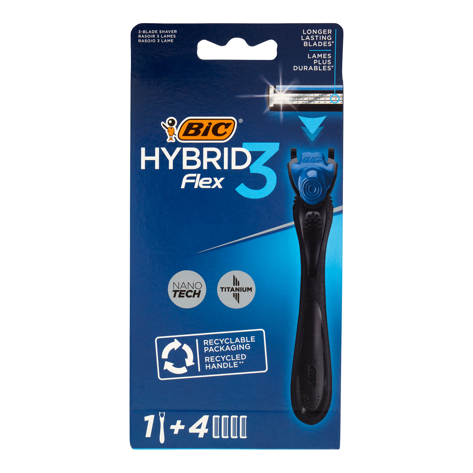 Hybrid Flex 3 Rasoio 3 Lame Manico + Ricariche 4 Pz