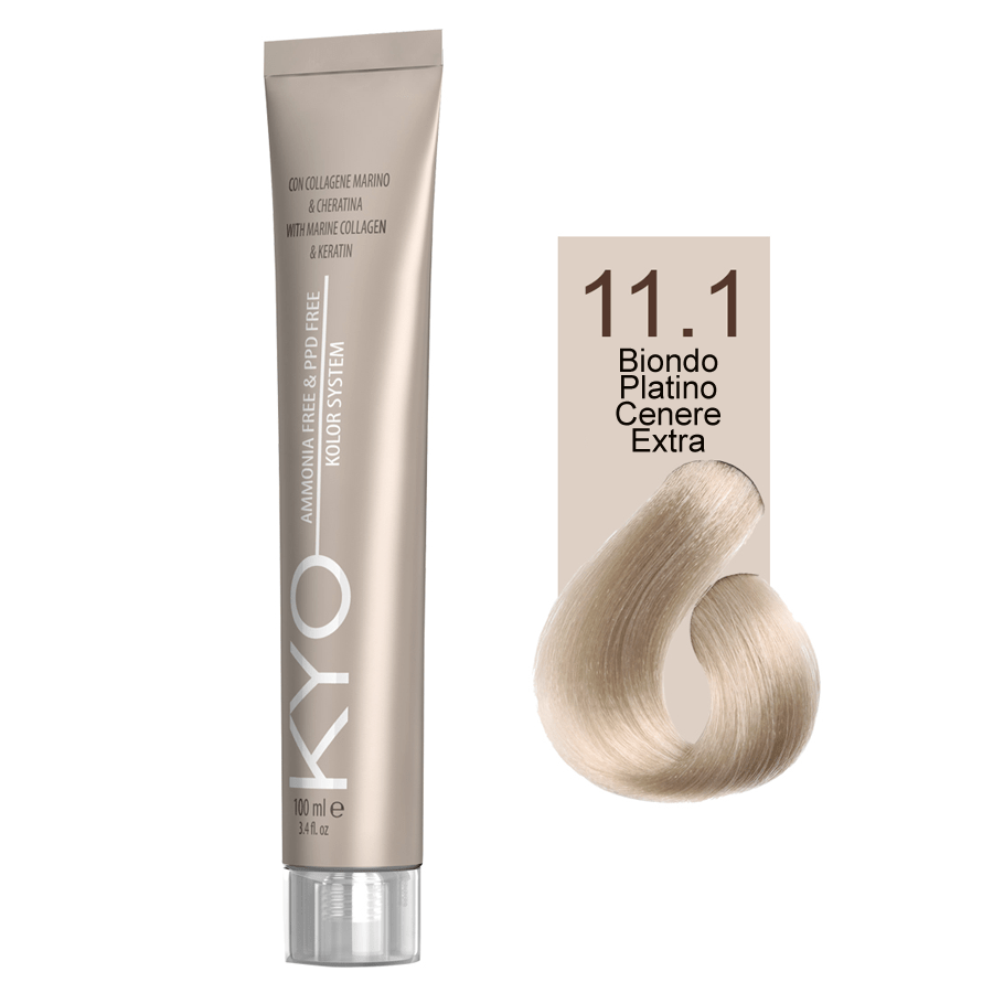Kyo Ammonia Free e PPD Free Tinta Capelli - 11.1 Biondo Platino Cenere Extra