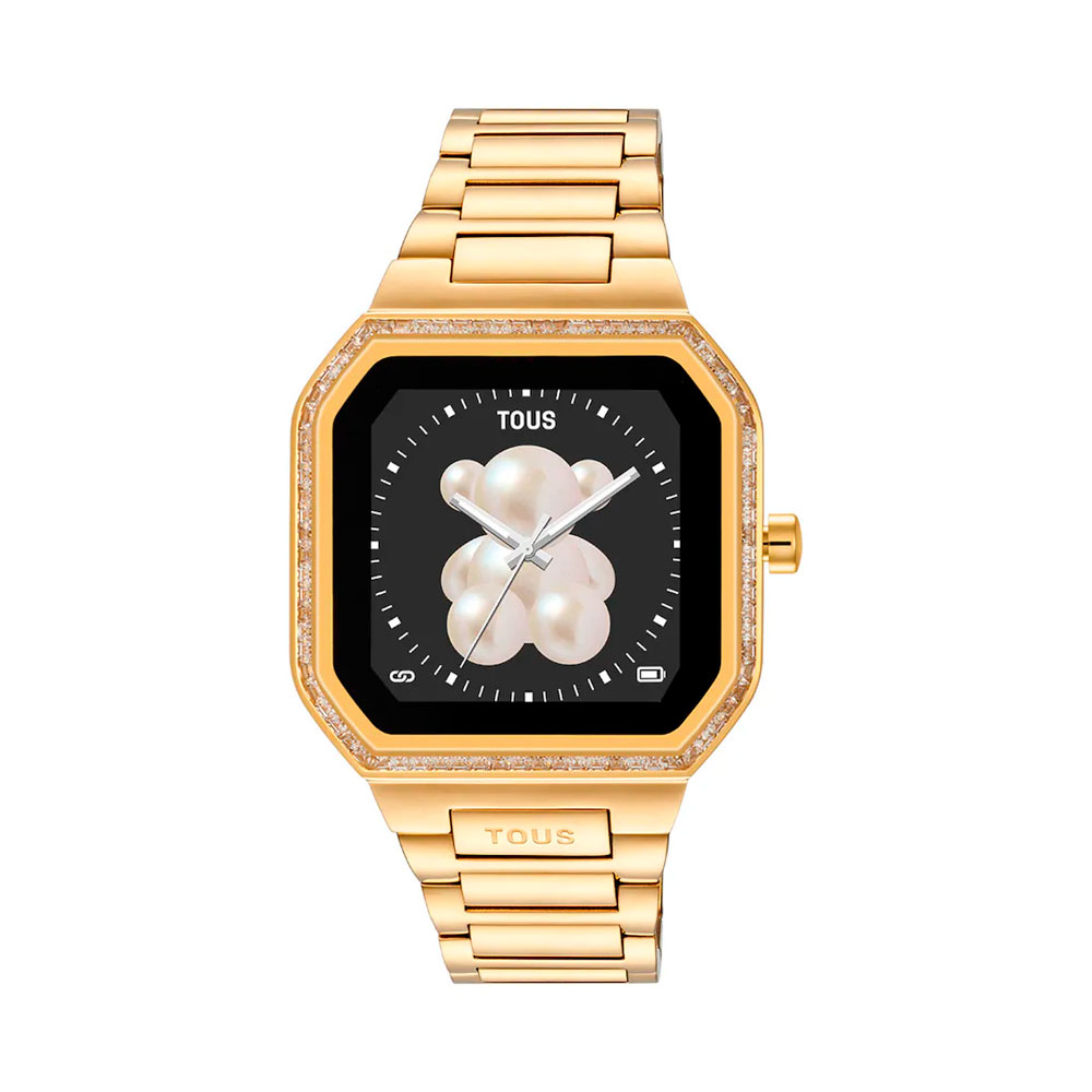 Tous Orologi da donna Smartwatch B-Connect con bracciale in acciaio dorato e zirconi cubici