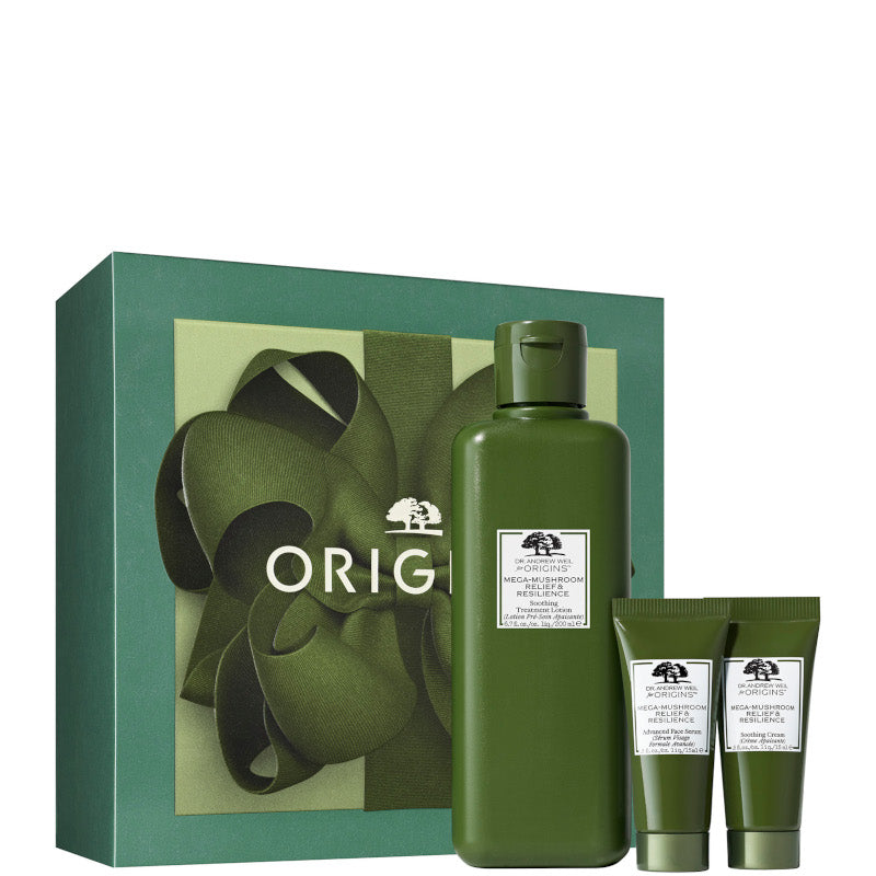 Dr. Andrew Weil for Origins™ MEGA-MUSHROOM Relief & Resilience Confezione 200 ML - 200 ML Lozione Viso + 15 ML Siero Viso + 15 ML Crema Viso