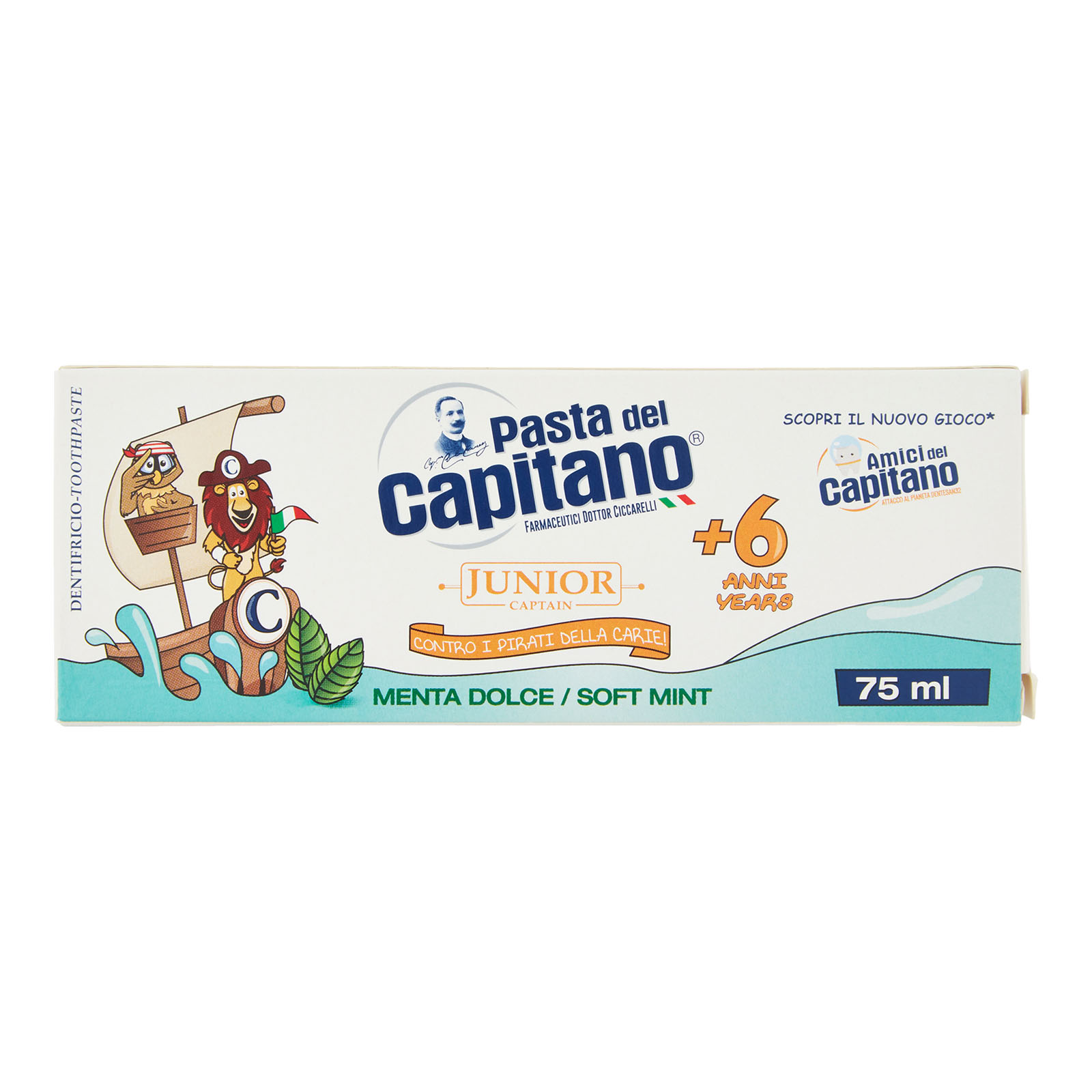 Dentifricio Junior Captain +6 Anni Menta Dolce 75 ml