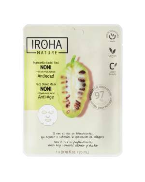 Iroha Nature - 1 maschera viso in tessuto anti-età con noni e acido ialuronico