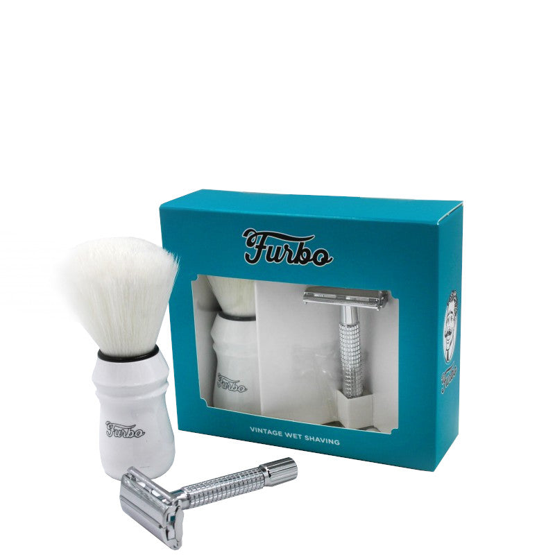Vintage Wet Shaving Confezione RASOIO + PENNELLO FURBO - RASOIO + PENNELLO FURBO
