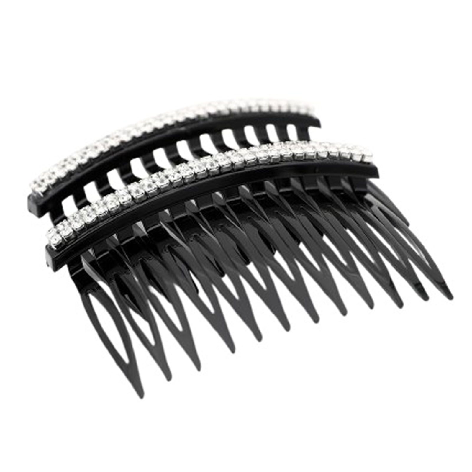 Pettine Doppia Fila Con Strass Nero