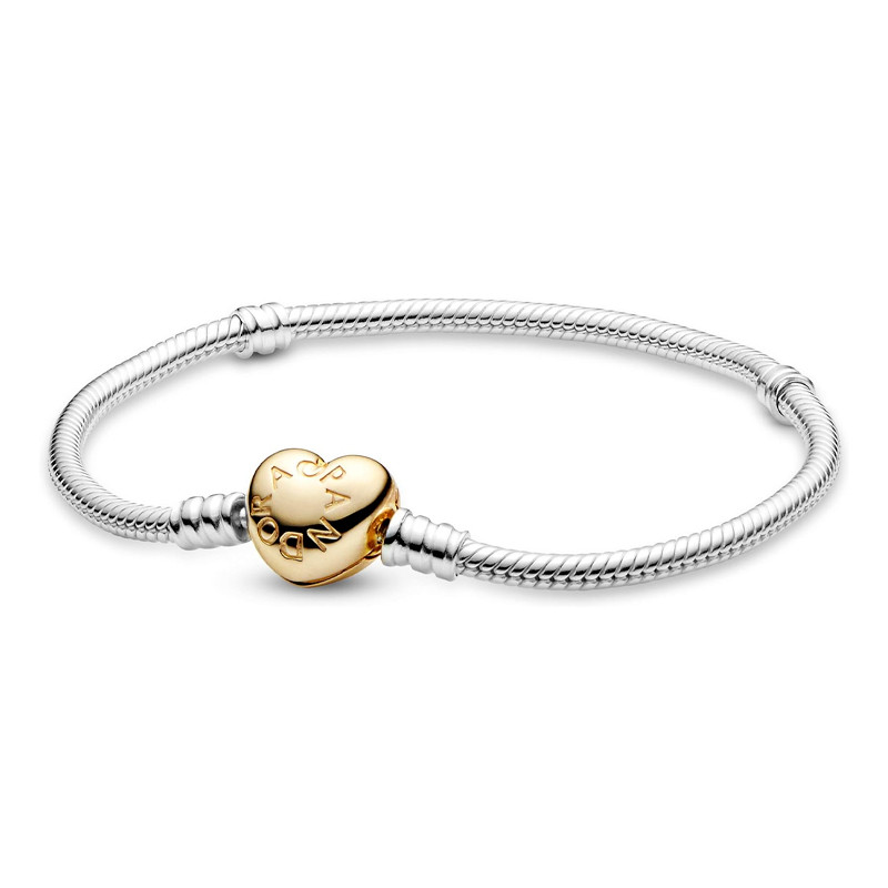 Pandora Bracciali Bracciale Pandora Moments con design a catena a forma di serpente con chiusura a cuore e pavé 568707C00
