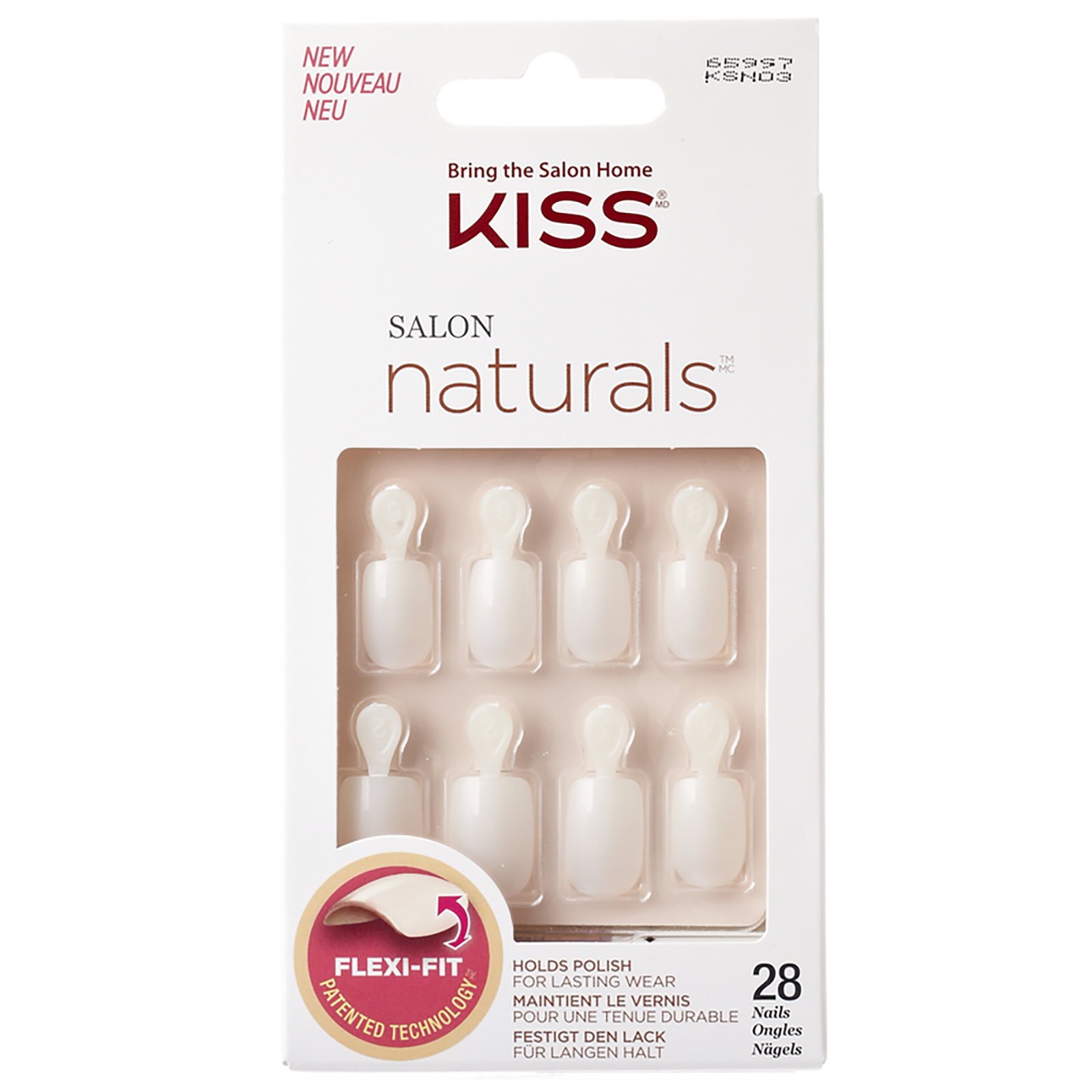 Salon Naturals Double Take Kit 28 Unghie Artificiali Bianche Corte Punta Squadrata E Colla 2 Gr