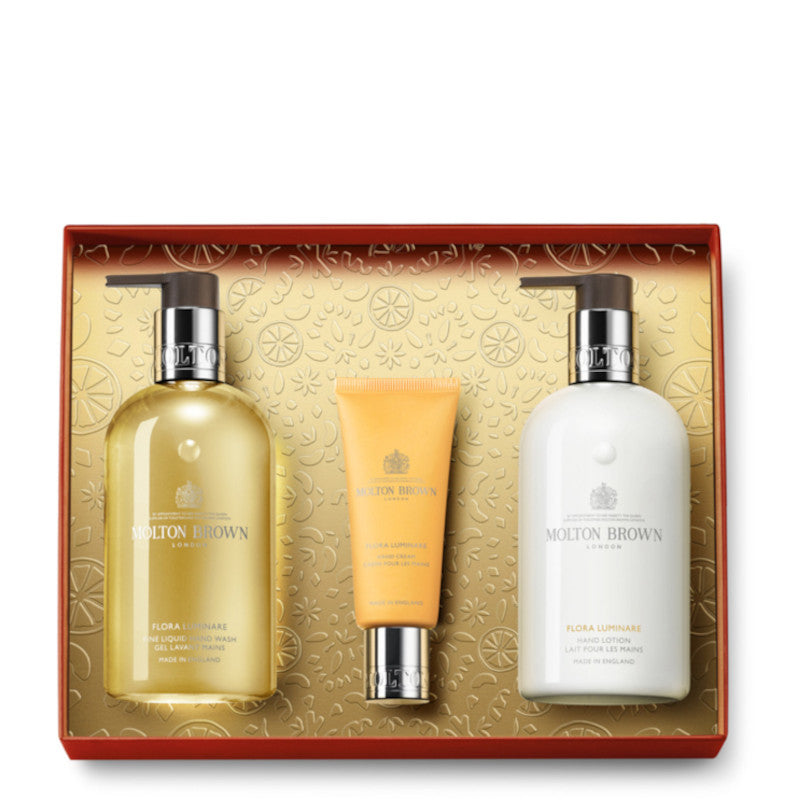 Flora Luminare Hand Care Gift Set 300 ML Sapone Liquido mani + 300 ML Latte Mani - 300 ML Sapone Liquido mani + 300 ML Latte Mani + 40 ML Crema Mani