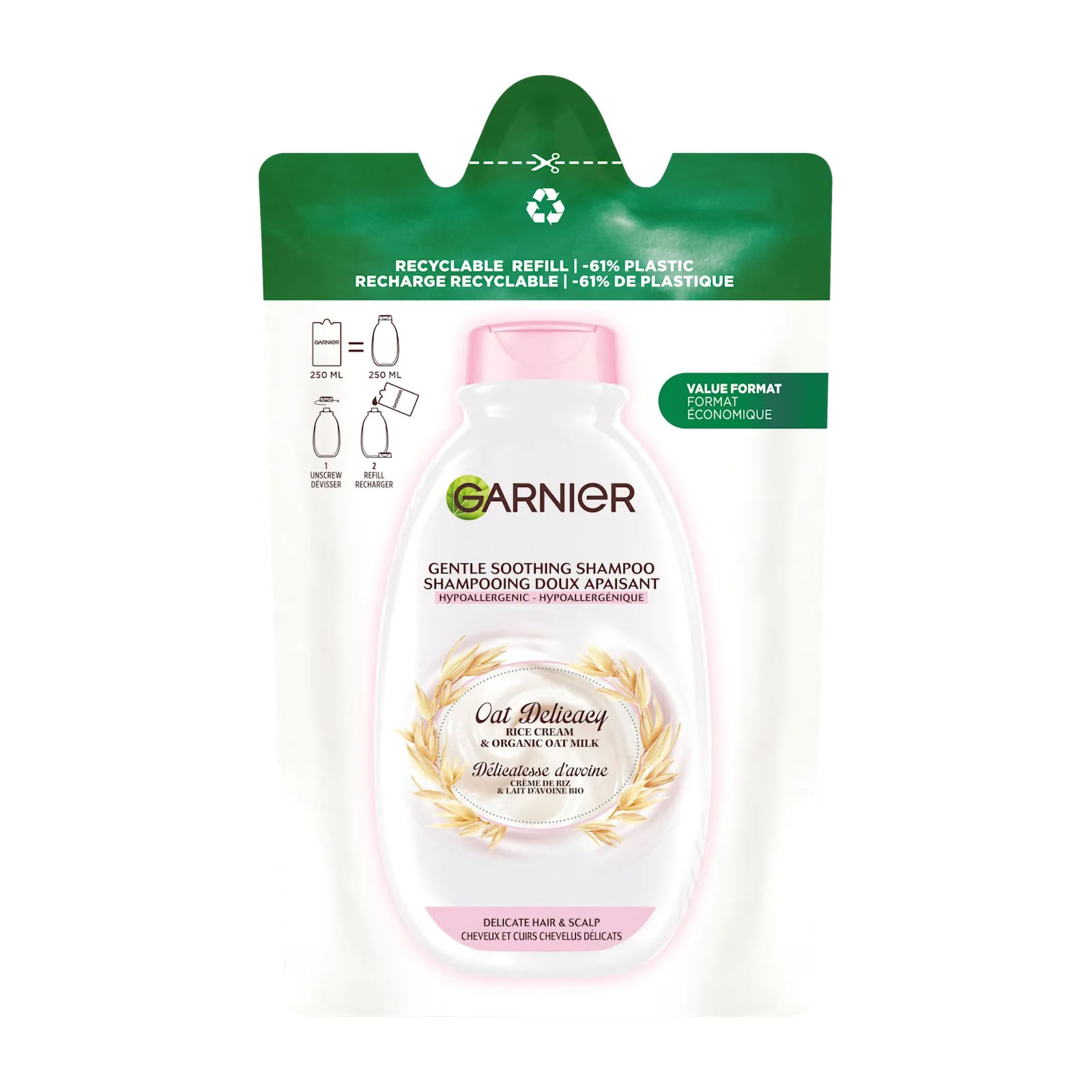 Ultra Dolce Shampoo Lenitivo Al Latte D'avena Delicato - Ricarica 250 ml