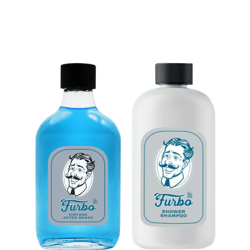Lozione Dopobarba + Shower Shampoo Vintage Blu Confezione 200 ML Lozione Dopobarba + 500 ML Shower - 200 ML Lozione Dopobarba + 500 ML Shower Shampoo