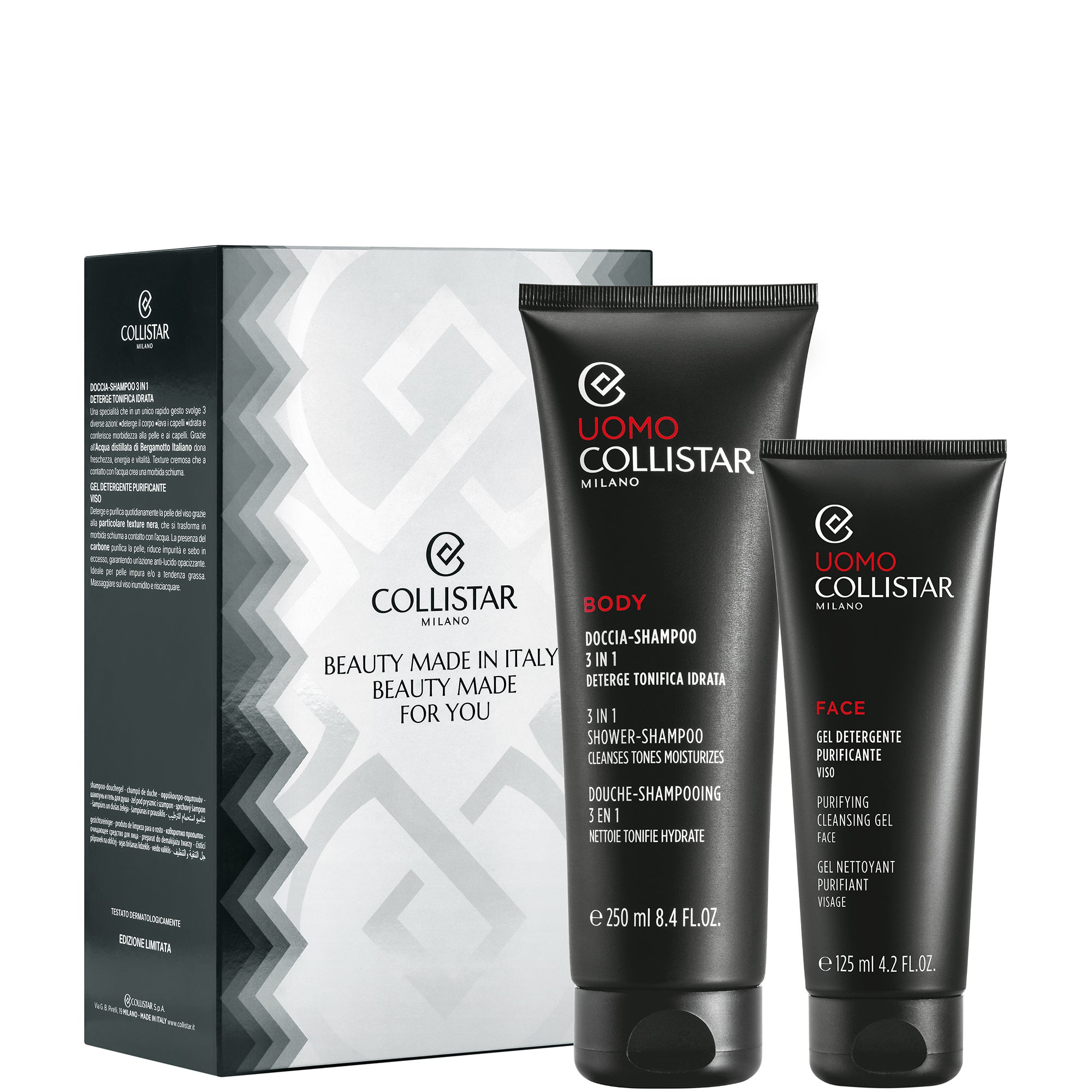 Doccia Shampoo 3 in 1 + Gel Detergente Purificante - Uomo - 250 ML