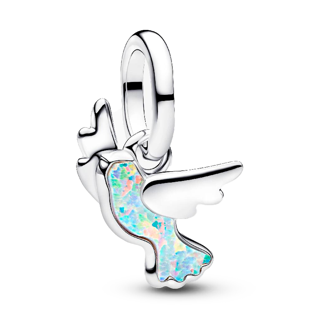 Pandora Charms Ciondolo a forma di mini colomba bianca