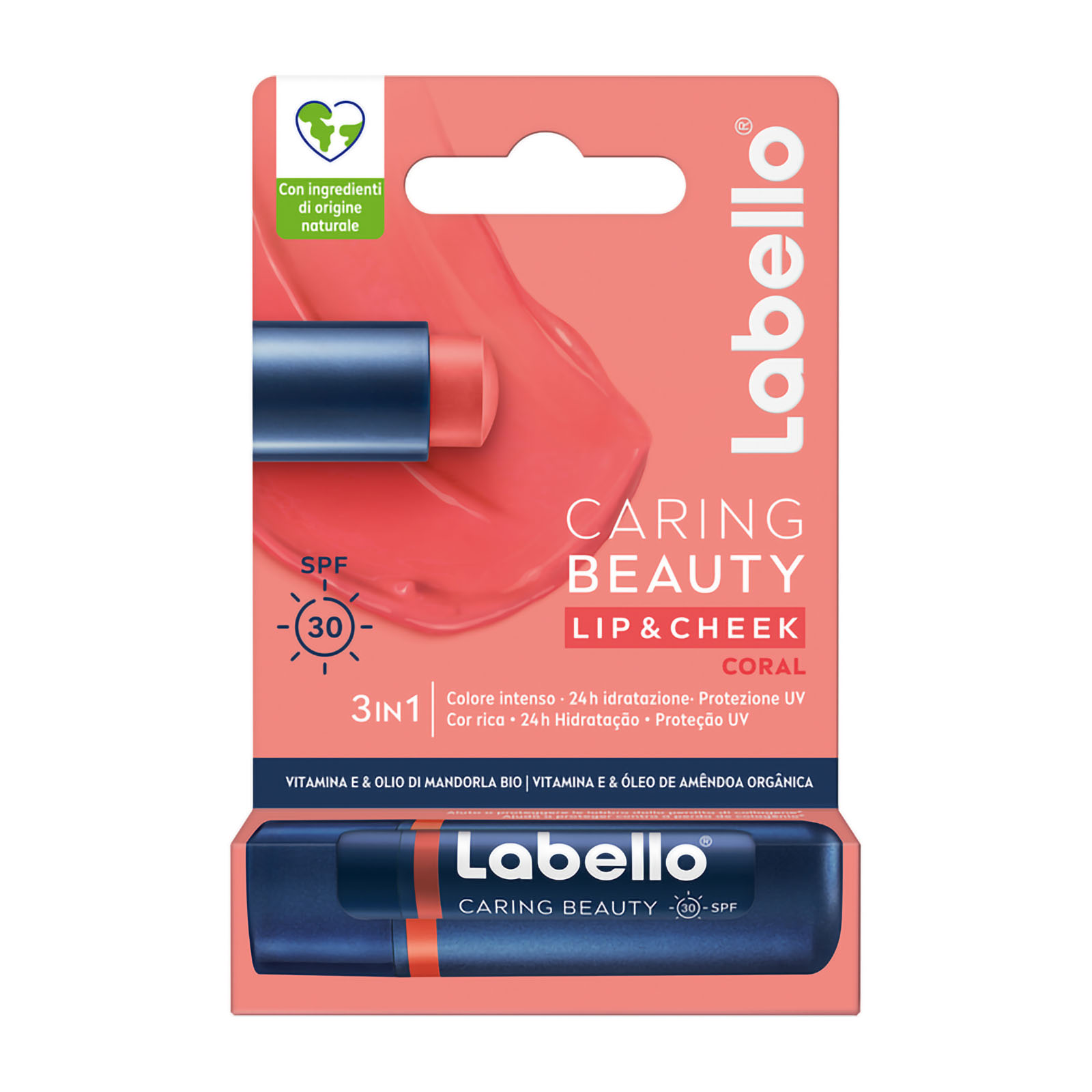 Caring Beauty 3in1 Spf30 Vitamina E & Olio Di Mandorla Bio Coral