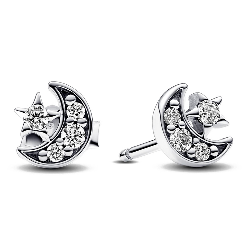 Pandora Orecchini Sparkling Moon and Star Stud Earrings 292990C01