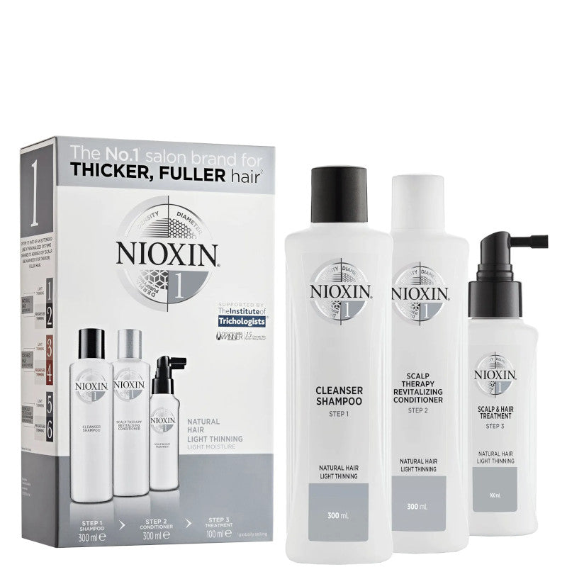 Nioxin Kit Sistema 1 - 300 ML Shampoo + 300 ML Balsamo + 100 ML Trattamento Specifico