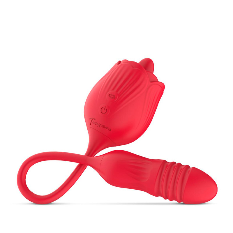 Edc Benessere intimo Teazers Rose Vibrator with Thrusting Dildo