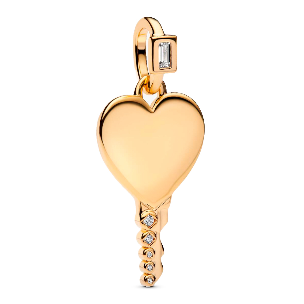 Pandora Charms Ciondolo con targhetta incisa a forma di cuore con chiave 364353C01