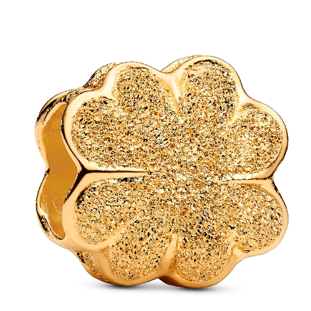 Pandora Charms Mini ciondolo con trama a trifoglio, rivestimento in oro 14k 764047C00