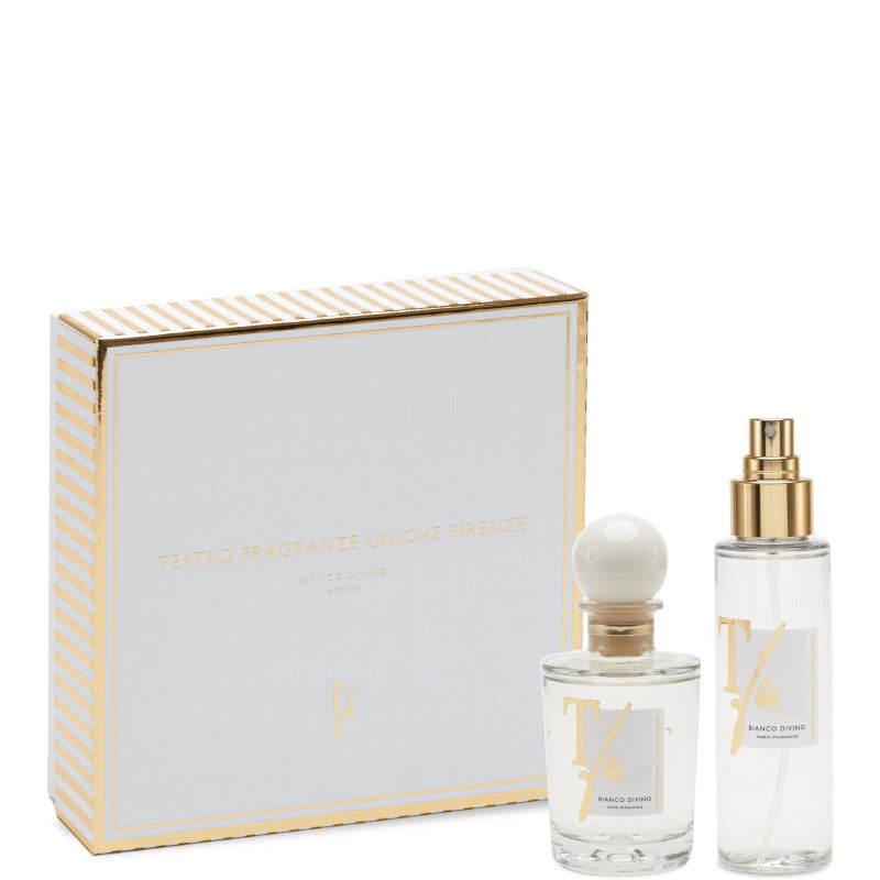 Teatro Fragranze Uniche Bianco Divino Confezione - 100 ML Diffusore con bastoncini + 100 ML Spray Tessuto