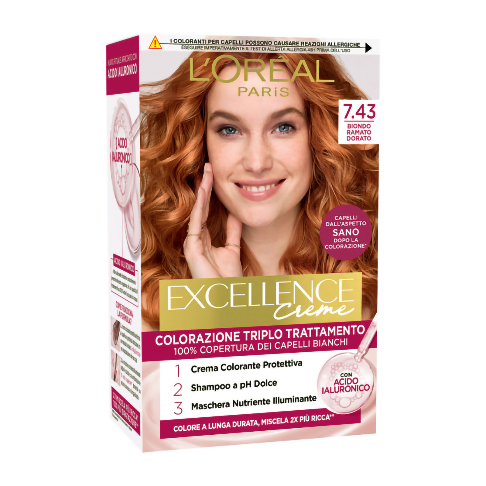 Excellence Colorazione Triplo Trattamento Biondo Ramato Dorato (7.43)