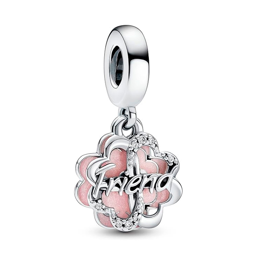 Pandora Charms Ciondolo pendente doppio quadrifoglio dell'amicizia 792245C01