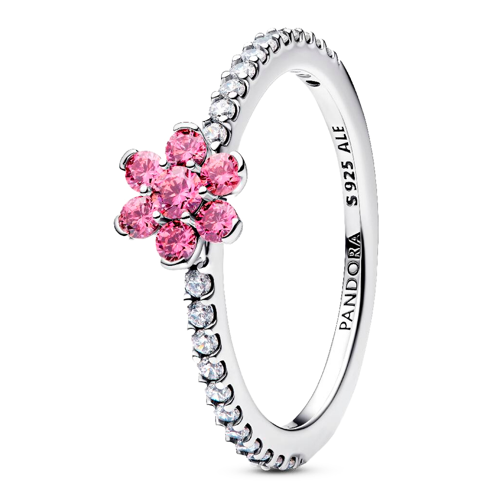Pandora Anelli Anello rosa scintillante con fiore 194499C 02